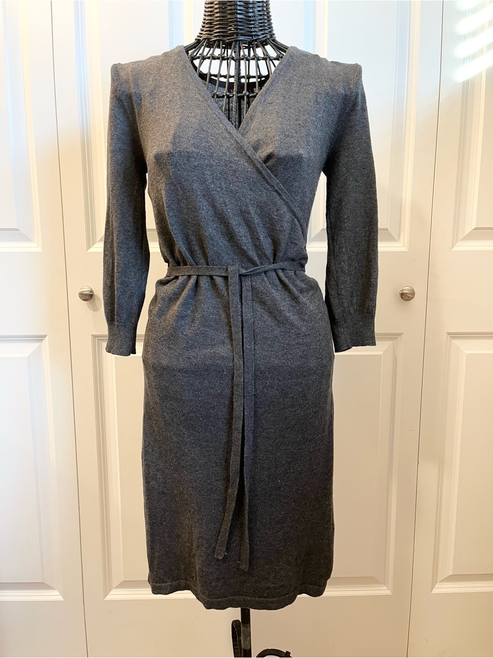 Merona Charcoal Gray Wrap Midi Dress with Belt